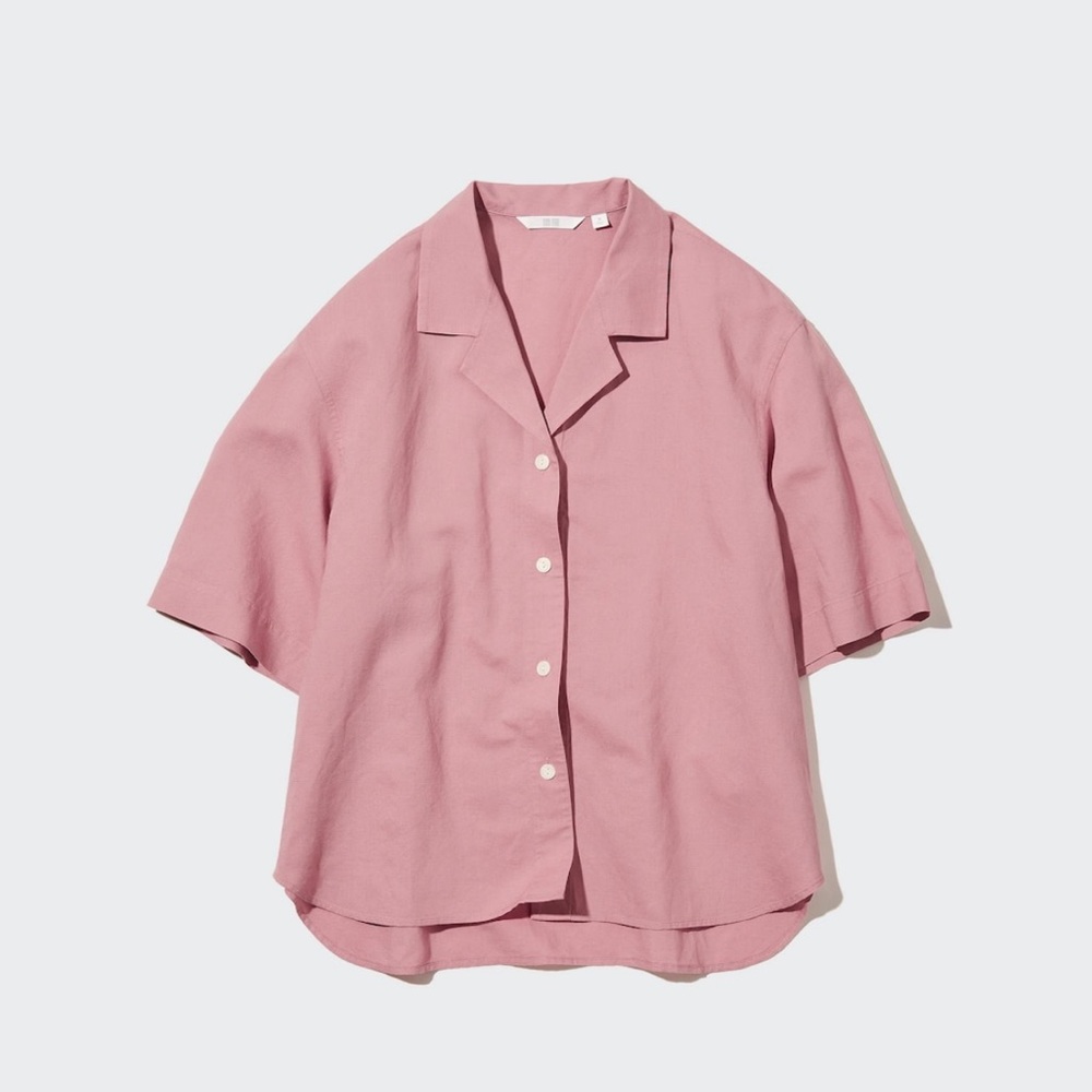 Uniqlo Linen-Blend Open Collar Short-Sleeve Shirt